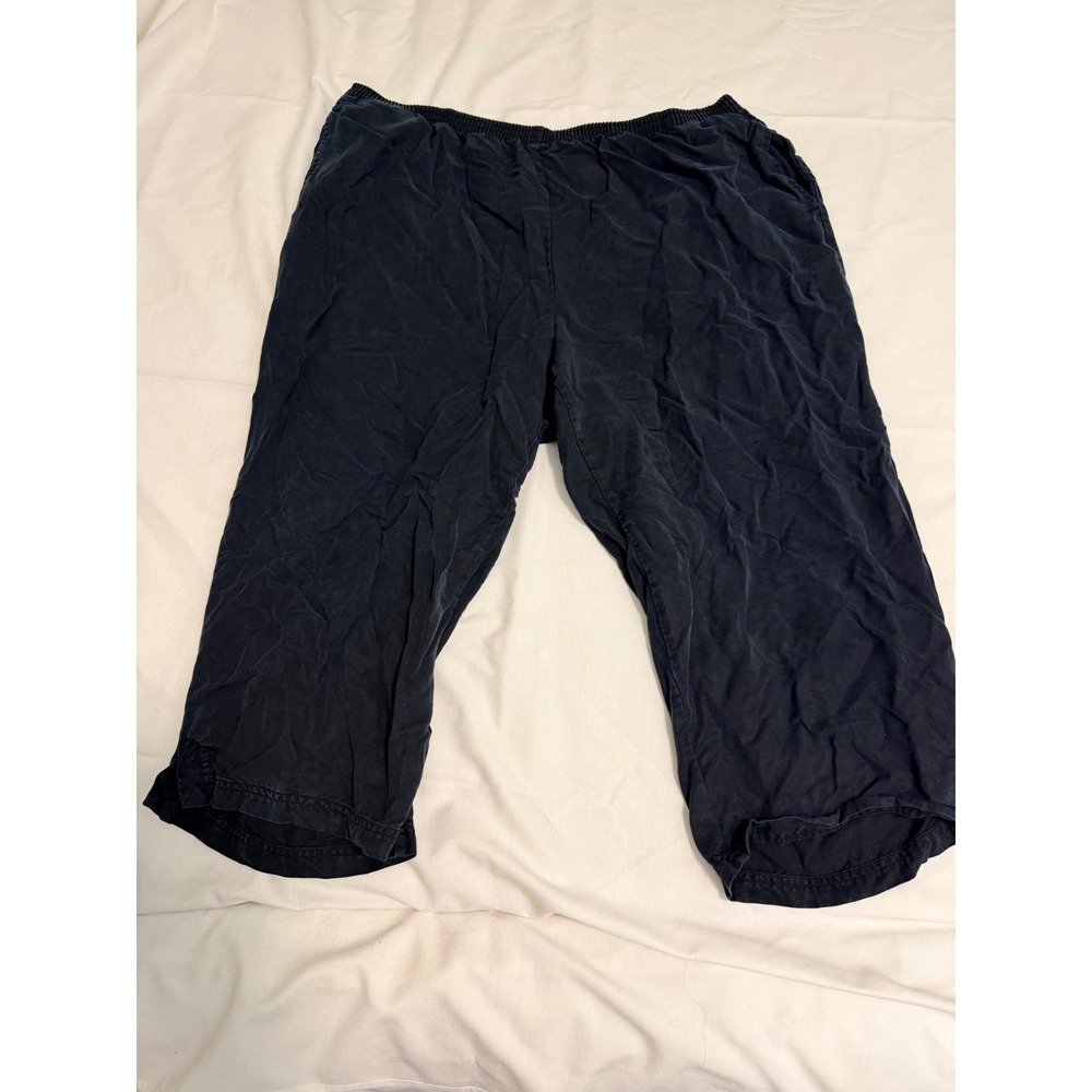 AKS Amy K Su Black 100% Tencel Lyocell Elastic Waist Cropped Pants 2X